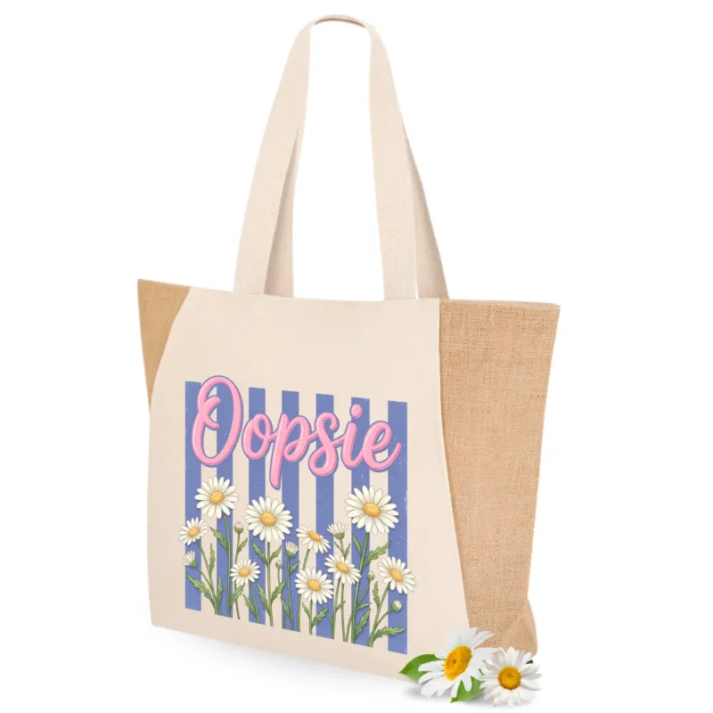 Strandtasche Coquette Oopsie Design Große Jutetasche mit Print Umweltfreundliche Einkaufstasche für den Sommer