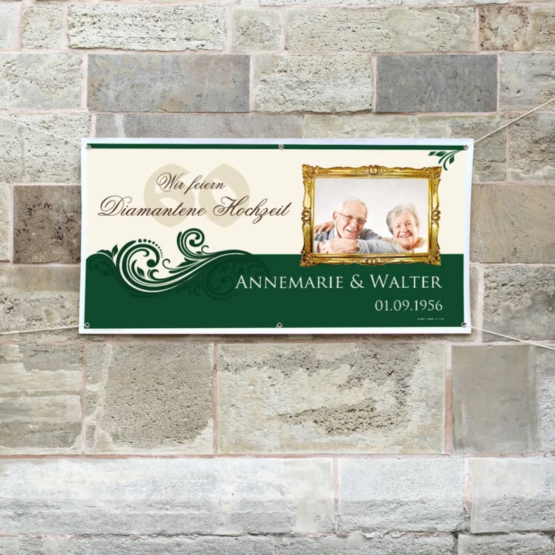 XXL-Banner zur Diamantenen Hochzeit mit Foto