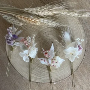 Haarnadel Trockenblumen gelb/weiß/creme