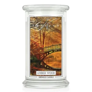 Amber Wood Duftkerze von Kringle Candle kaufen – Herbstlicher Duft mit Vanille, Bourbon & Holzrauch