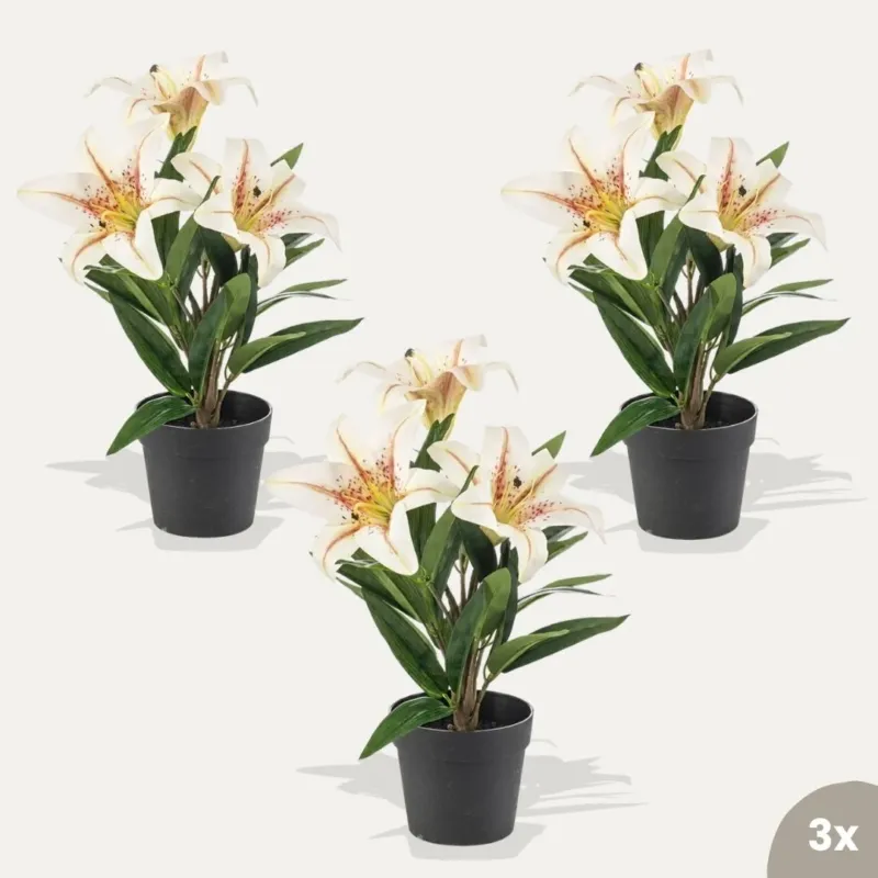 Lily cream 3 pcs - Artificial Plants - Bundle set