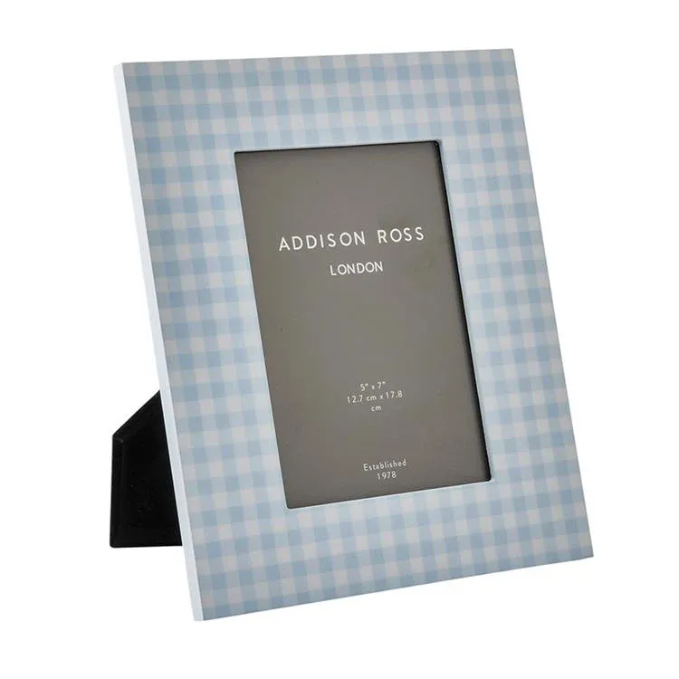 Blue Gingham Lacquer Photo Frame - Addison Ross Ltd UK