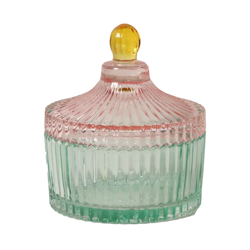 Bonbonniere CANDY STRIPE in Hellminze/Rosa ø10 x 12cm