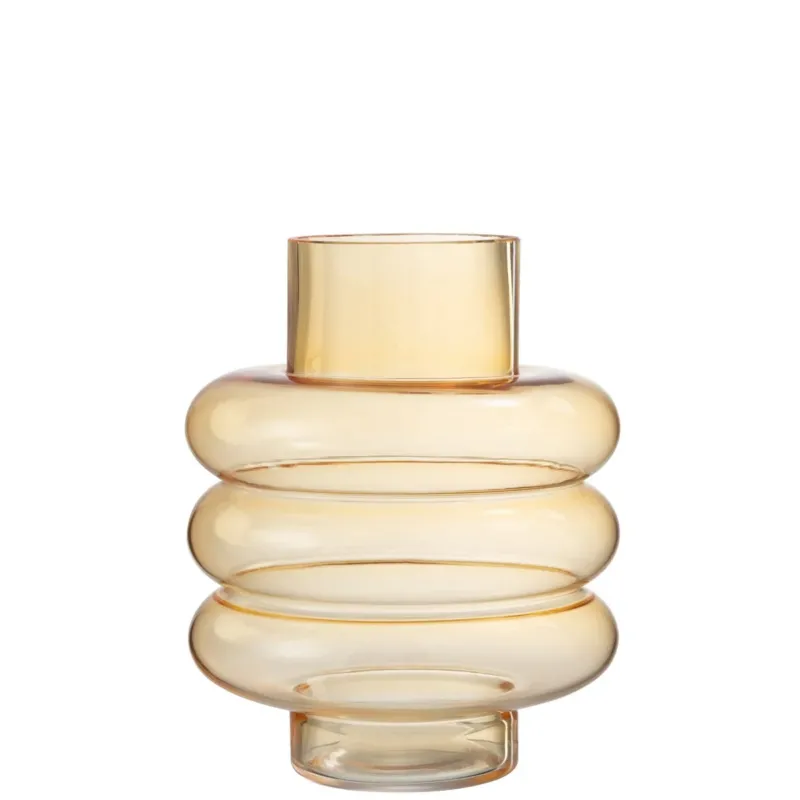 Glasvase Gelb 22,5 cm – Blumige Designvase aus Glas von J-Line