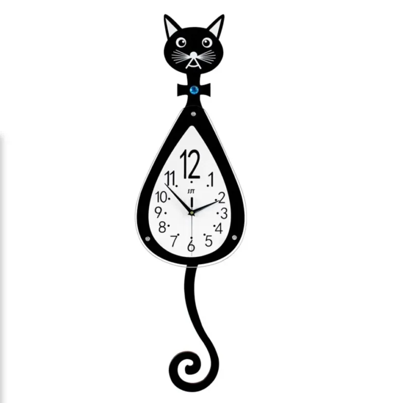 Schwarze Katzen Pendeluhr mit Schwanz