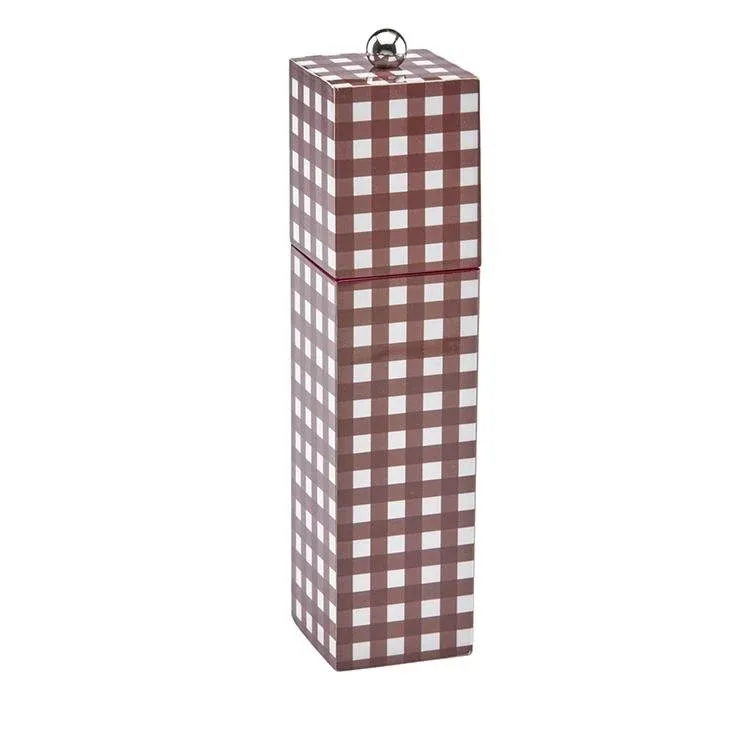 Cherry Gingham Square Pillar Salt or Pepper Mill - Addison Ross Ltd UK