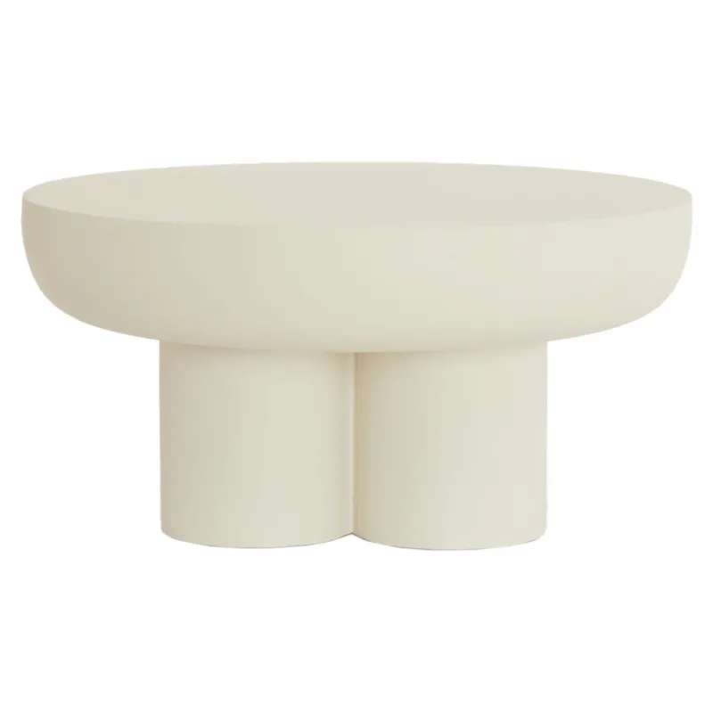 Runder Mizuho Couchtisch in zarter Crème-Farbe