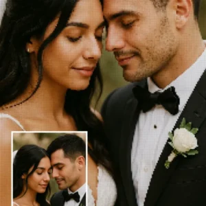 Personalisiertes Diamond Painting Set mit Hochzeitsfoto eines Paares als individuelles 5D Diamanten Painting Wandbild