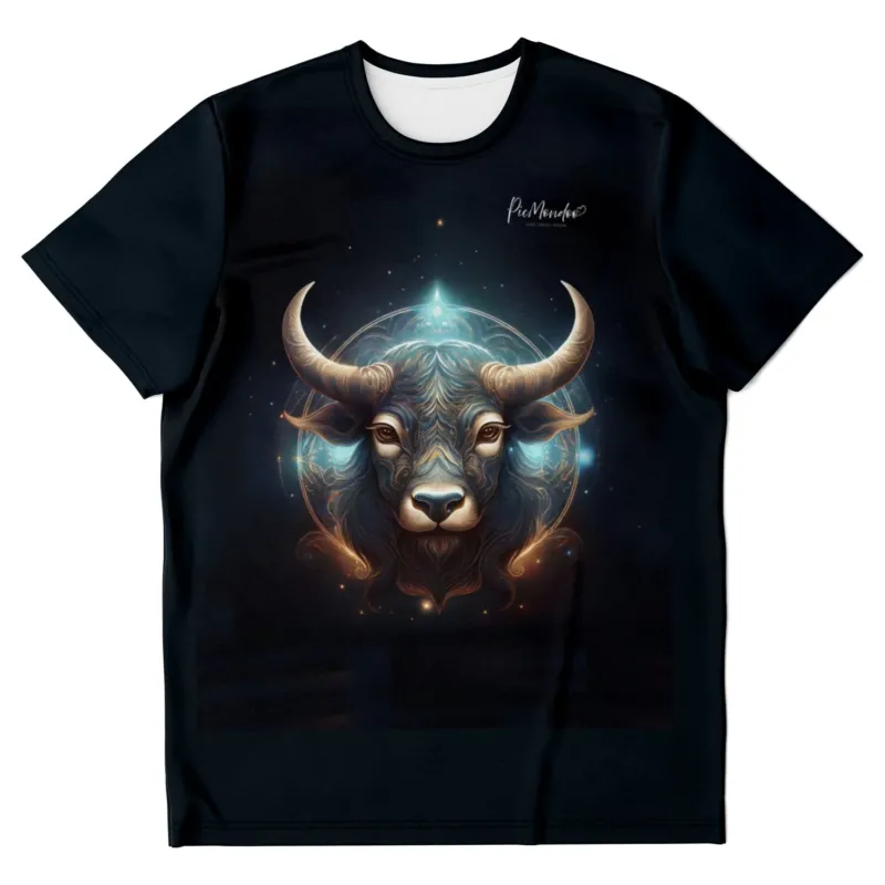 Schwarzes T-Shirt mit mystischem Sternzeichen Stier Motiv im Stil unserer Diamond Painting und Malen nach Zahlen Designs