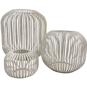 Formano Metall-Windlichter in Taupe für Kerzen, modernes Design, in drei Größen erhältlich.