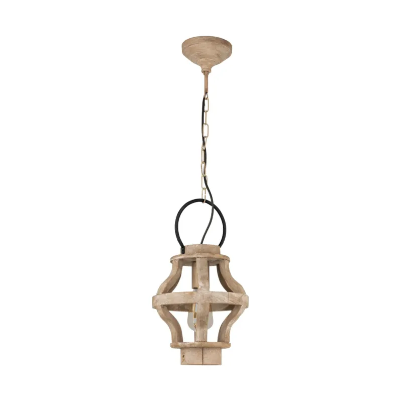 Hängelampe aus Holz Laterne Kinross 23,5cm E27 – Pendelleuchte dimmbar, E27