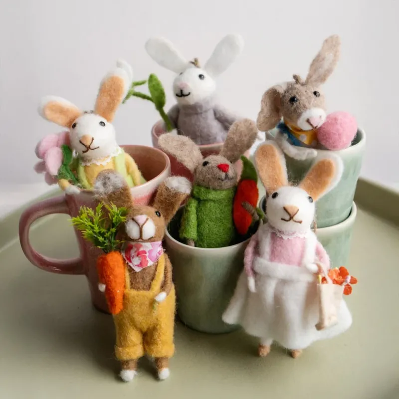 Dekoanhänger Hasenfamilie 6er Set