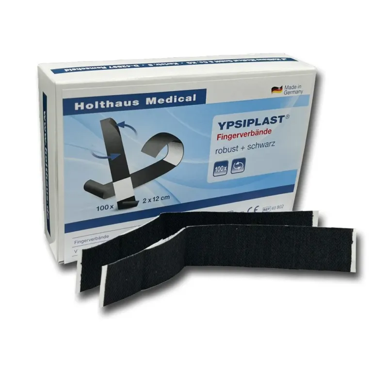 Holthaus Medical YPSIPLAST Fingerverbände robust schwarz 2 x 12 cm, 100 Stück Packung