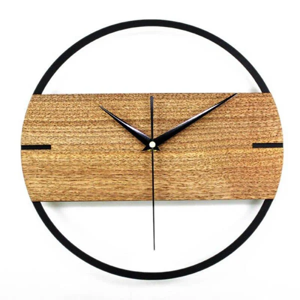 Skandinavische Wanduhr Holz und Metall