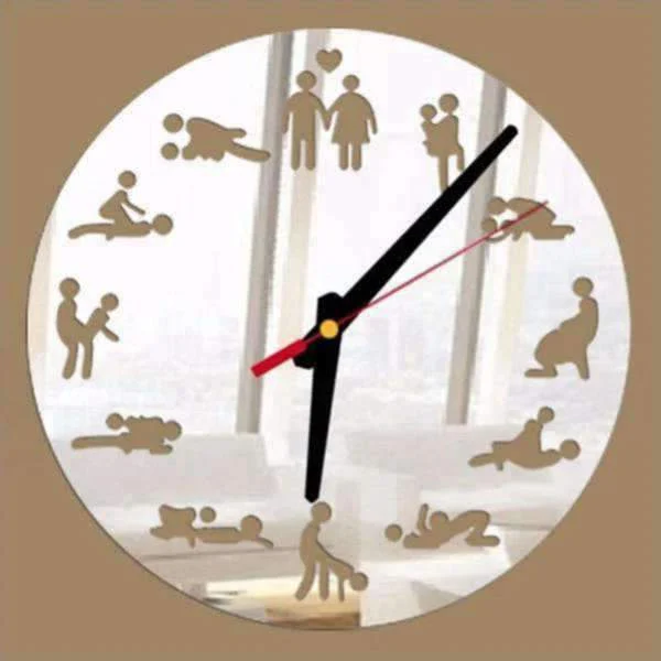 Schwarze Kamasutra Wanduhr mit Spiegelausschnitt – Bild 2
