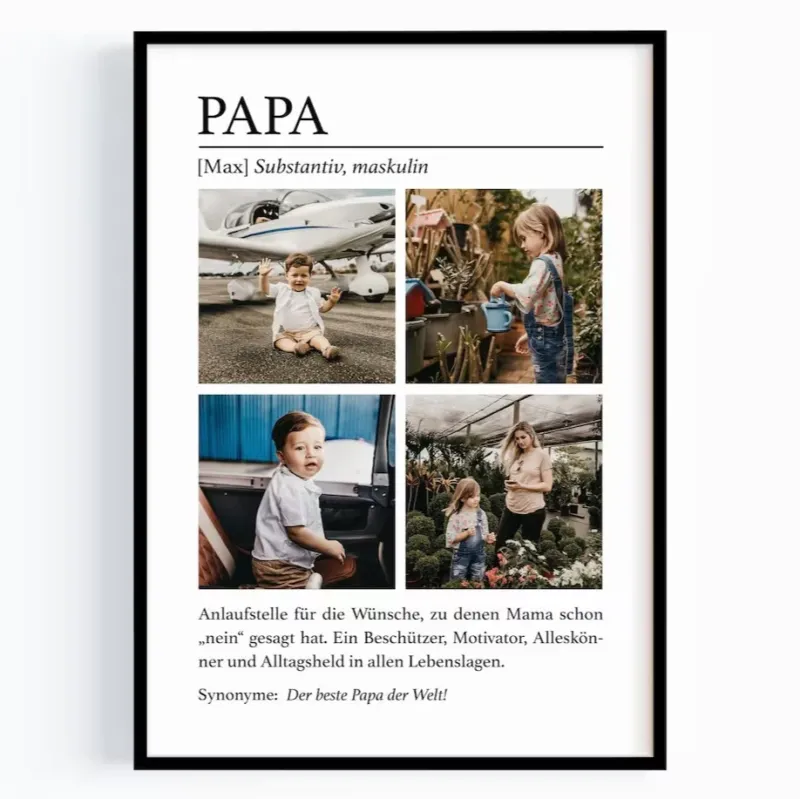 Modernes Papa Fotoposter mit eigenen Bildern und Namen