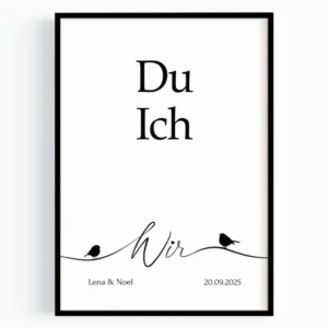 „Du Ich Wir“ – Personalisiertes Poster zur Hochzeit & zum Jahrestag