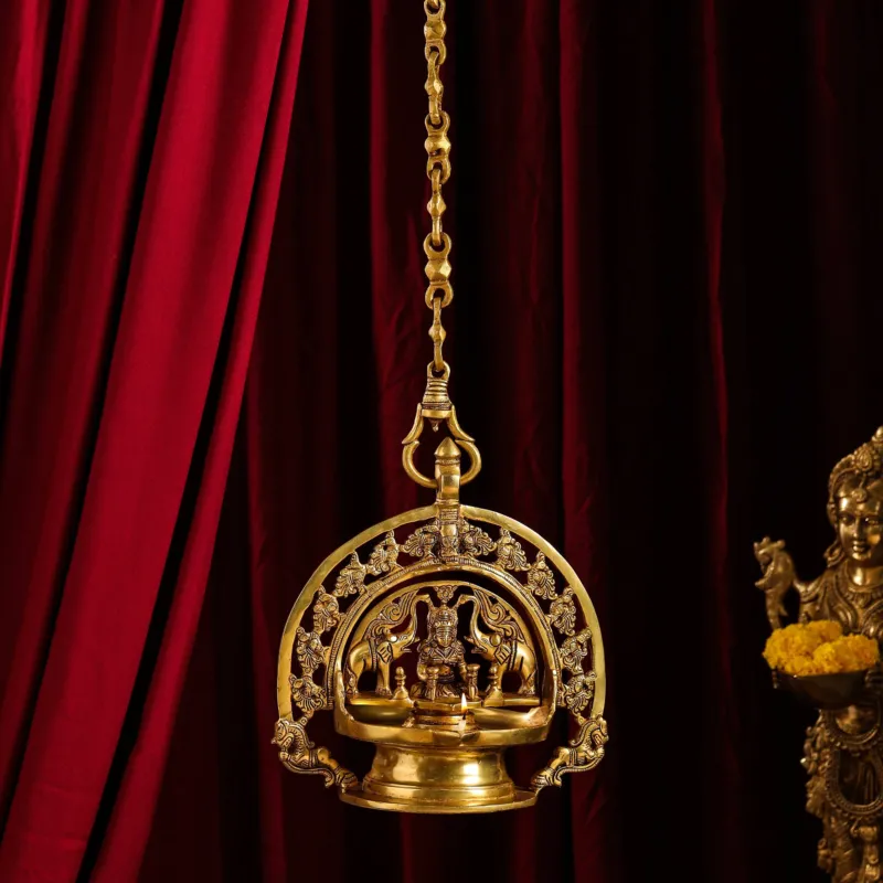 Gaja lakshmi Brass wall hanging lamp (37 inch)