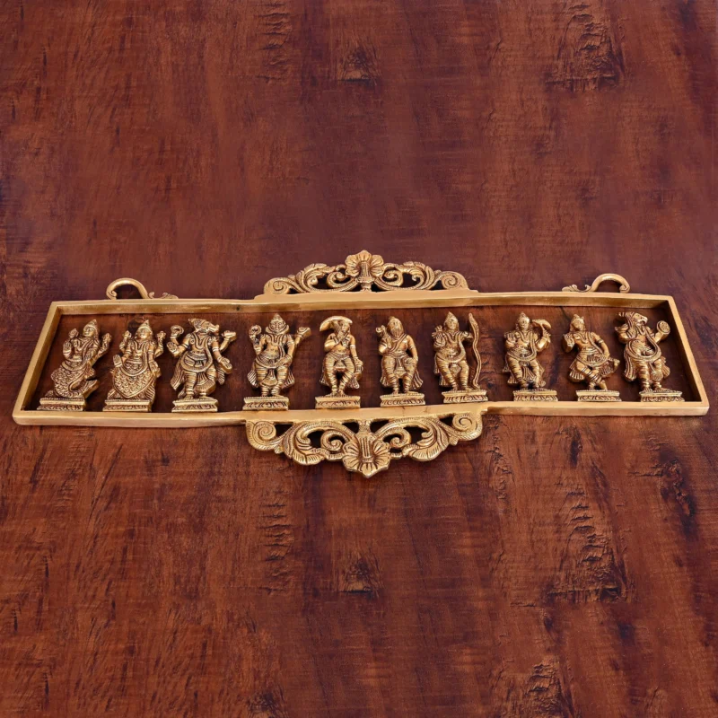 Brass Dashavatar/ Vishnu Avatar Wall Hanging (9.5")