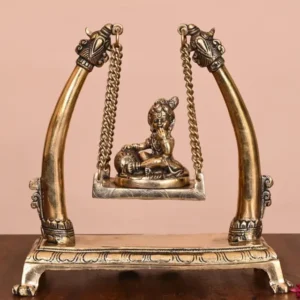 Brass Laddu Gopal ON Swing/Jhula (10")