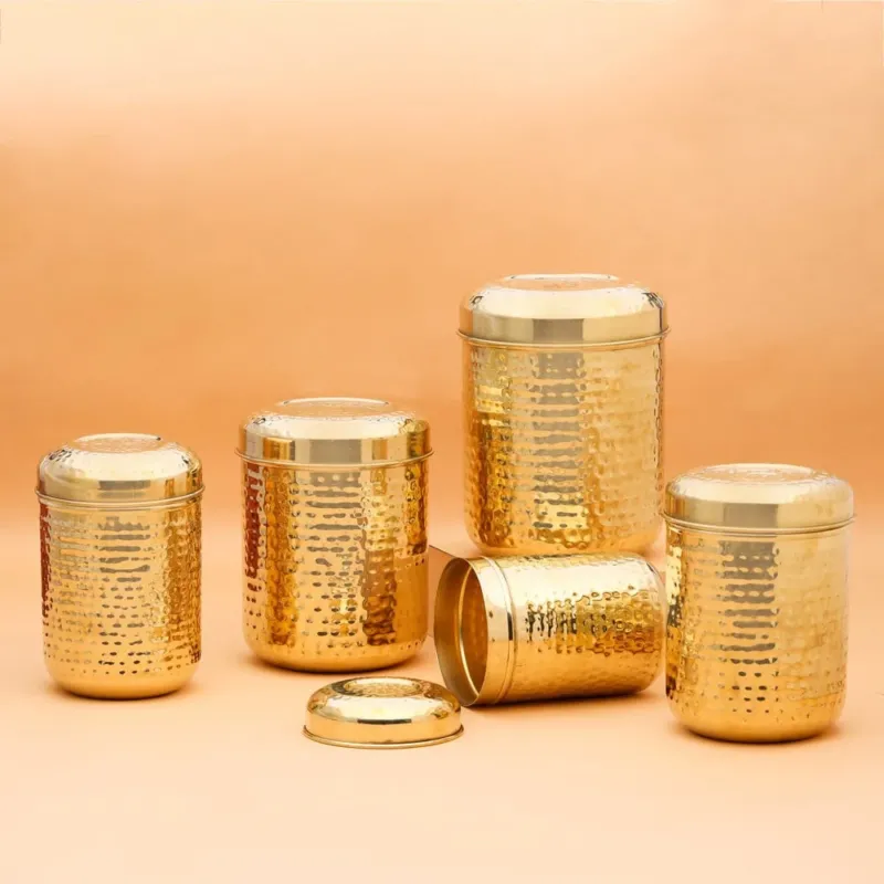 Storage Box | Brass Container Set with Lid
