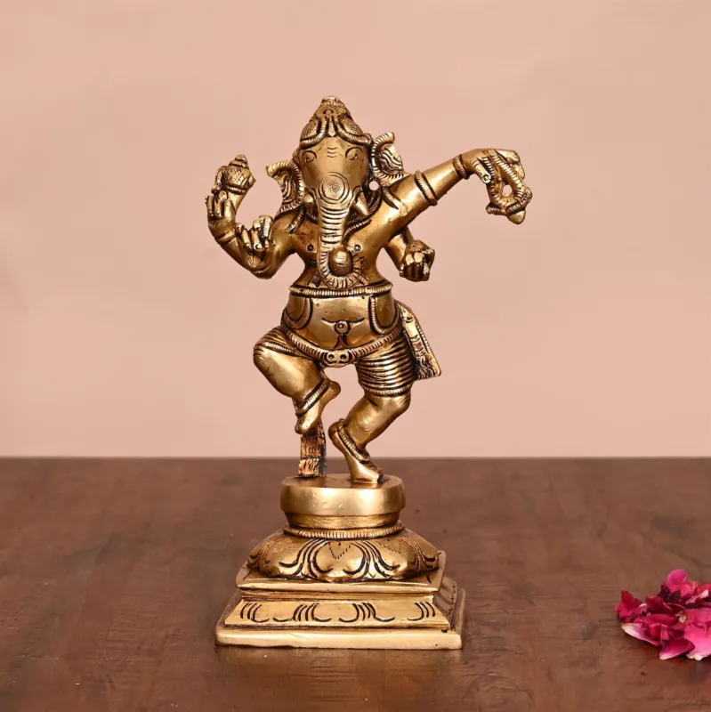 Brass Superfine Dancing Ganesha Idol (6.2 INCH)