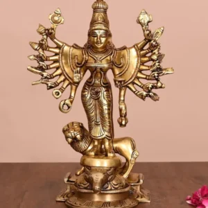 Brass Goddess Mahisasura Mardini Superfine Idol (9.5 INCH)
