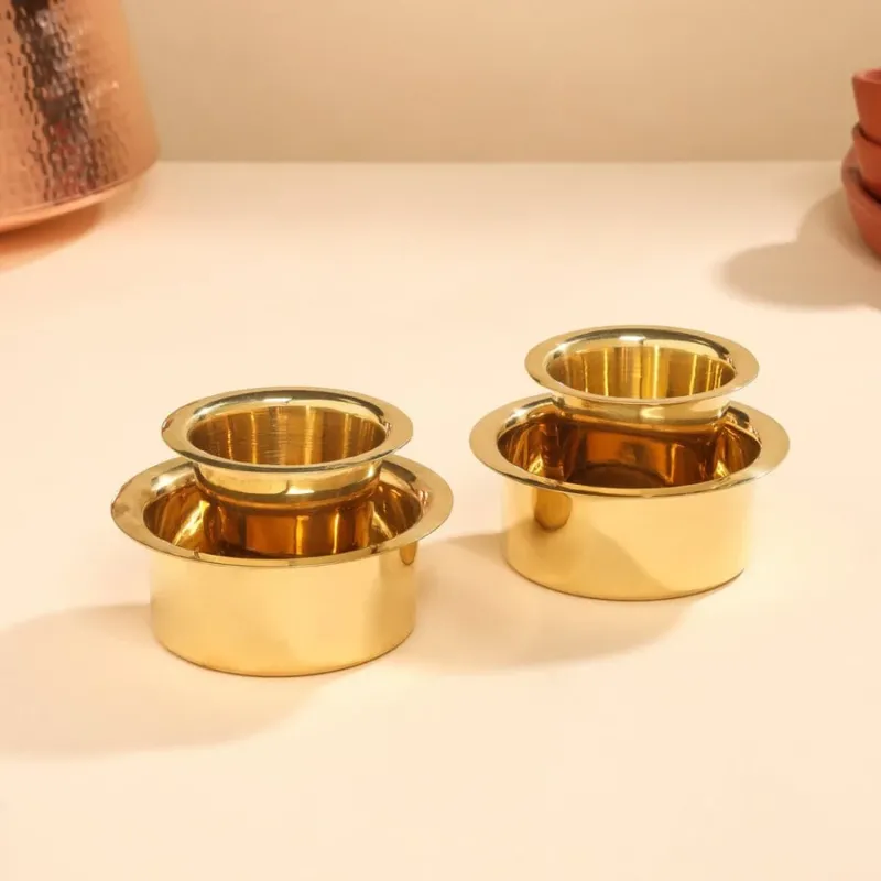 Coffee Davara Pair | Brass Coffee Cup (Set of 2)