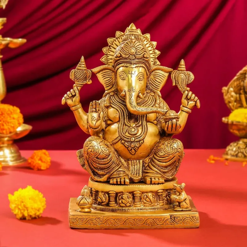Lord Ganesha Brass Idol (10.5 INCH)