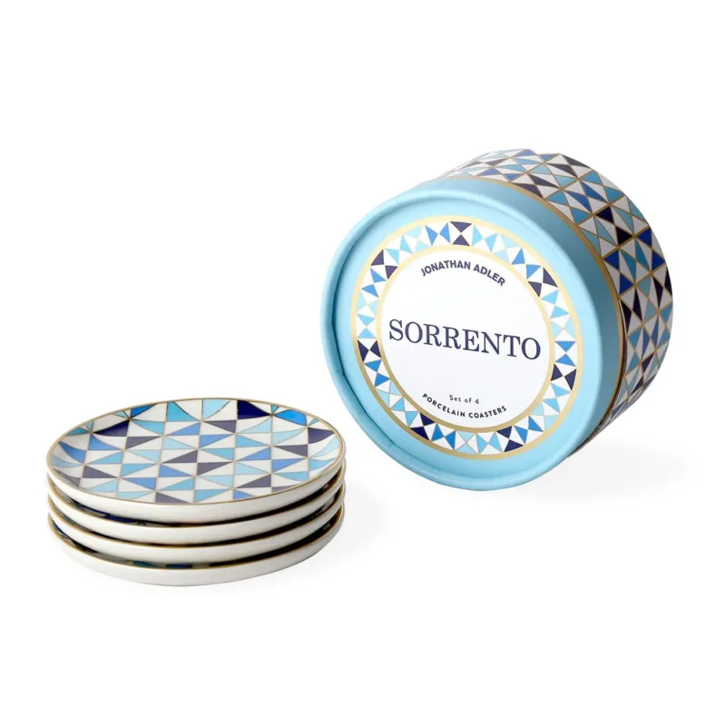Porzellan-Untersetzer mit blauem Muster und Gold-Akzenten