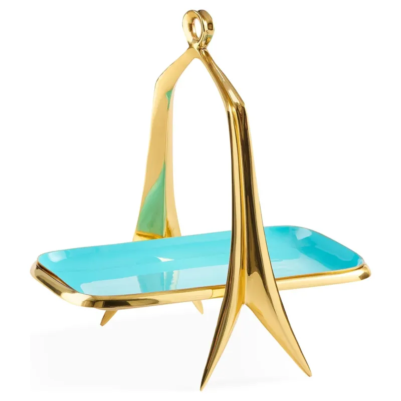 OSCAR BON BON Tablett von Jonathan Adler in Gold und Türkis