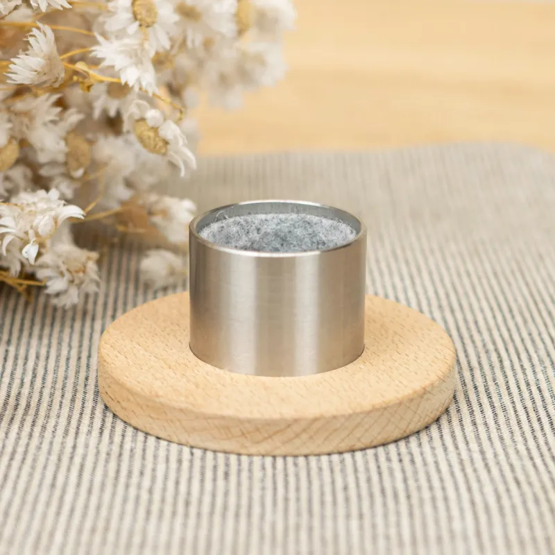 Kerzenhalter für 40cm Altarkerzen Metall und Holz in Silber
