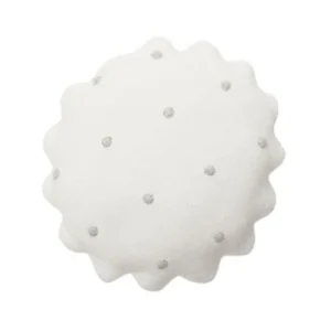 KNITTED CUSHION ROUND BISCUIT IVORY