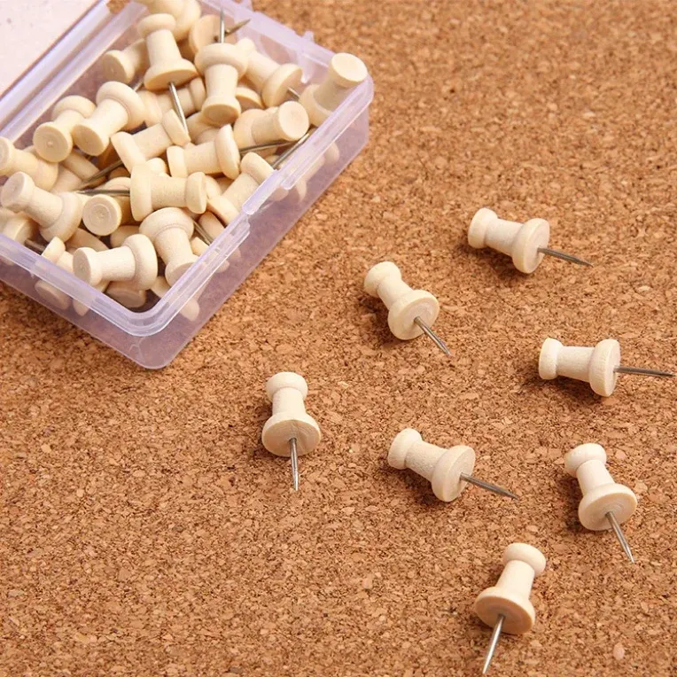 Kurk24 Houten pushpins - 40 stuks - Naturel