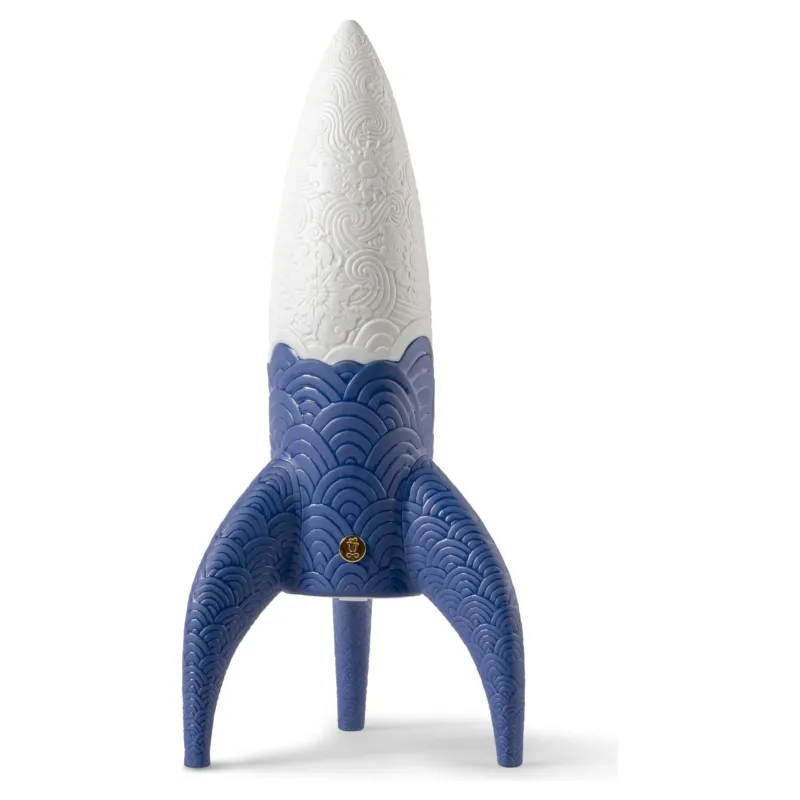 Wireless-Lampe COSMIC ROCKET aus Porzellan mit gravierten Mustern