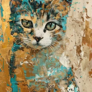 British Shorthair Cat Gold Effect Collage 1