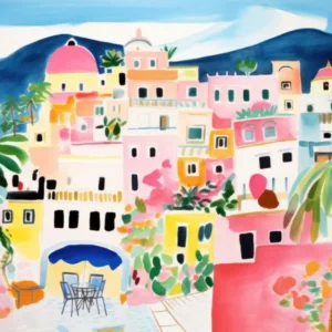 Positano Italy Cute Watercolour Illustration 1