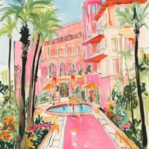 The Beverly Hills Hotel Beverly Hills, California Resort Storybook Illustration 4
