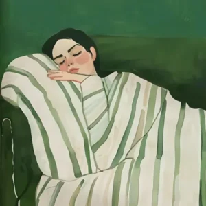 Abstract Art Girl Sleeping In Bed Emerald Poster
