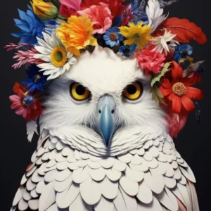 Bird With A Flower Crown Snowy Owl 1