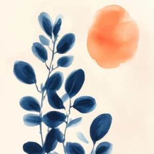 Blue And Orange Watercolor Painting 1