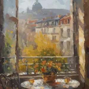 Window View Of Paris In The Style Of Impressionism 2