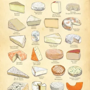 Fromage Francais French Cheese Chart Vintage