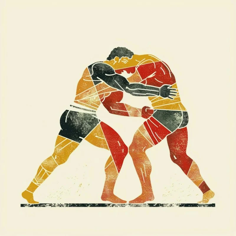 A Greco Roman Wrestling Minimal Illustration Print