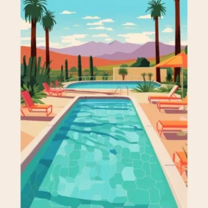 Palm Springs California 3 Midcentury Modern Pool Poster