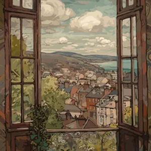 Window View Of Edinburgh Scotland In The Style Of William Morris 1
