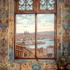 A Window View Of Istanbul In The Style Of Art Nouveau 3