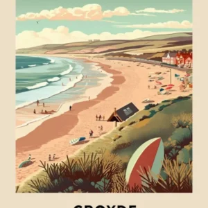 Devon Vintage Travel Poster Croyde