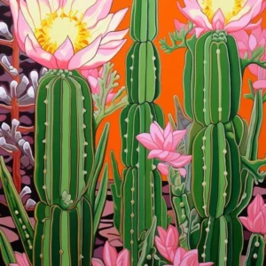 Mexican Style Cactus Illustration Chamaecereus Silvestrii Cactus 2