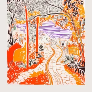 Capri 2 Italy Orange Drawing Poster